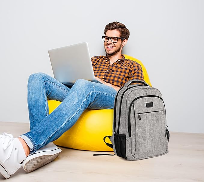 MATEIN Travel Laptop Backpack, 15.6 Inch College School Computer Bag, Grey | Slim Sturdy Business Daypack, Anti Theft Bookbag, Water Resistant, Gift for Men & Women, Personal Item Bag, Mochilas - Image 9
