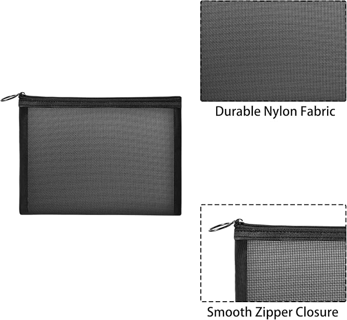 Unoutur 20 Pieces Mesh pouch, Mesh Makeup Bag Portable Makeup Pouch Travel Toiletry Bag for Makeup Organizer Home Office Travel Accessories, Mesh Cosmetic Bag with Zipper - Image 3