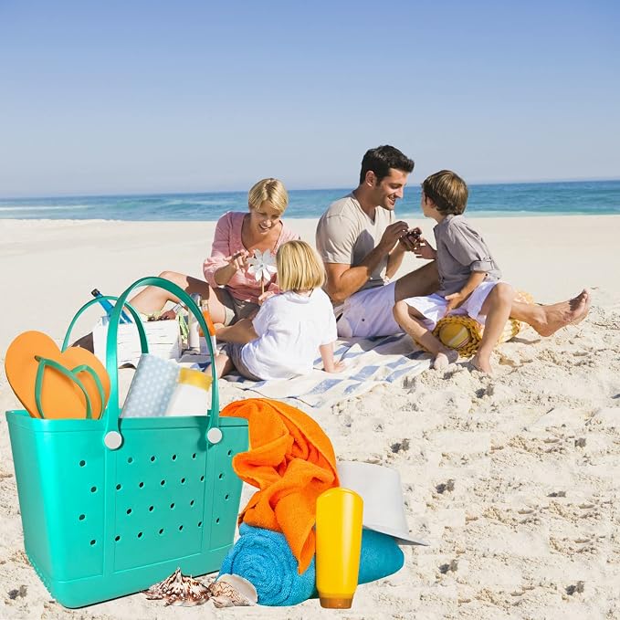 Extra Large Rubber Beach Bag Tote Bag for Women Waterproof Bag | Waterproof EVA Beach Tote with Zipper Pocket & Non-Slip Bottom | Sturdy Tote for Beach Pool Boat Groceries & Travel - Image 7