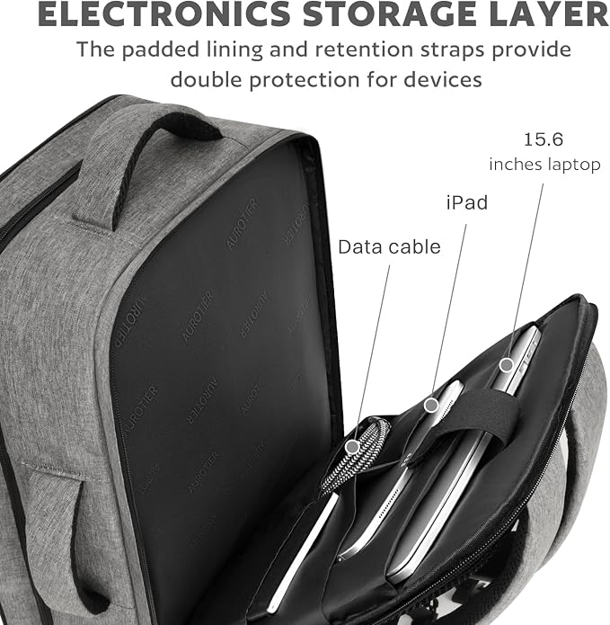 AUROTIER Barber Bag with Insulated Pocket, Portable Backpack for Clippers and Supplies, Travel Hairstylist Smart Bag, Hairdresser Case, Water-resistant, Grey - Image 4