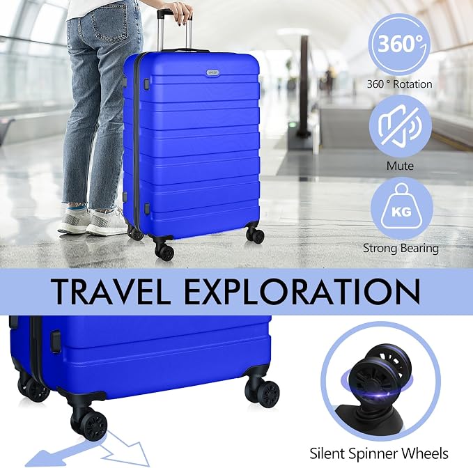 AnyZip Luggage PC ABS Hardside Lightweight Suitcase with 4 Universal Wheels TSA Lock Checked-Medium 24 Inch Blue - Image 3