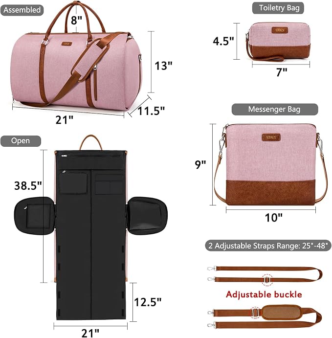 Convertible 2-in-1 Garment Bags for Travel, Carry On Garment Duffle Bag With Shoe Compartment Large Weekender Bag for Women Men Hanging Suitcase Suit Travel Duffel Overnight Bags 4pcs Set - Image 5