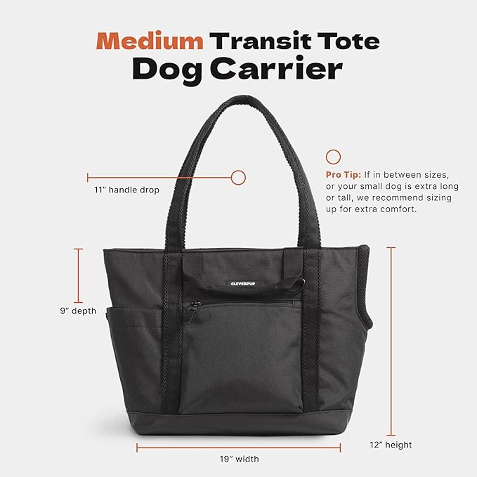Cleverpup Transit Tote Dog Carrier 4-Piece Set - Premium Lightweight Pet Travel Bag with Plush Teddy Insert, Food Pouch, Air Mesh Opening, Water-Resistant Base & Safety Tether - Medium Checkerboard - Image 2