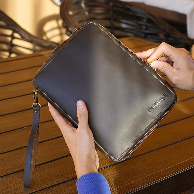 Polare Full Grain Leather Travel Cable Organizer Case Electronics Accessories Carry Bag with YKK Zippers Tech Storage Bag for Cables, Power Bank, USB, SD Card, Travel Essentials - Image 2