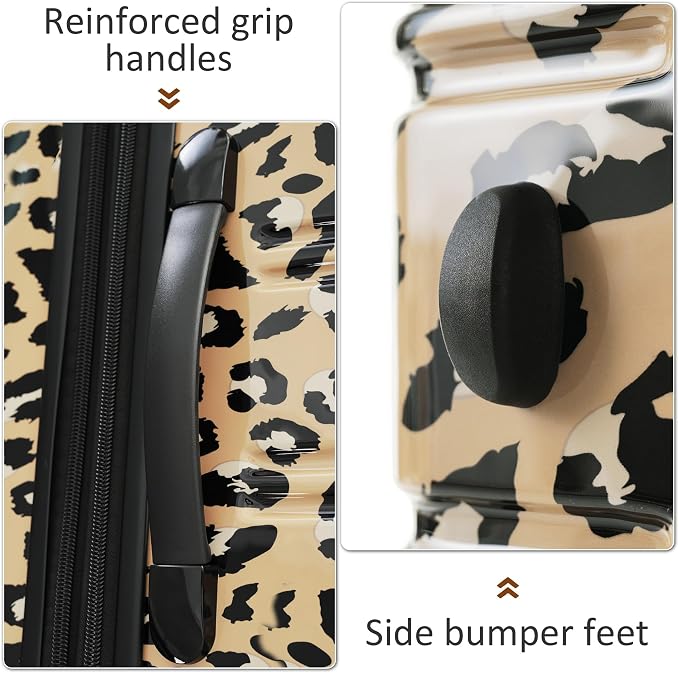 Merax Luggage Sets 3 Piece,Suitcase Set with Spinner Wheels 20/24/28 INCH | Hardside PC Expandable Lightweight Leopard Suitcase with Carry on Luggage,Leopard Brown - Image 7
