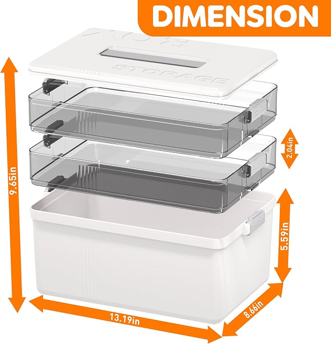 Citylife 3-Tier Medicine Cabinet Organizer,Medicine Cabinet First Aid Kit with Handle,Portable Multi-Purpose Storage Box Suitable for Family Emergency,Home,Travel,White - Image 2