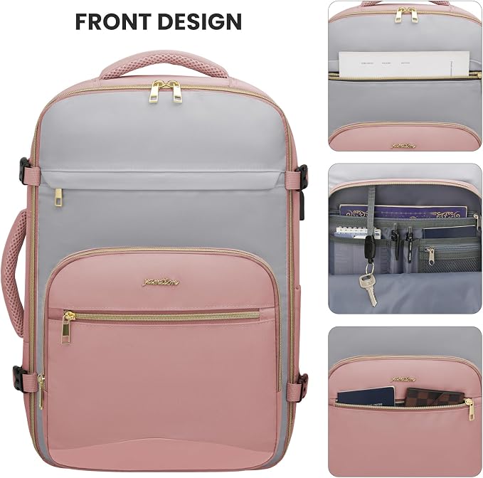 YAMTION 40L Large Travel Backpack for Women,Carry On Bookbag Luggage Sets with 4 Packing Cubes, Airline Approved Weekender Backpacks for Personal Items fits 17 Inch Laptop - Image 4