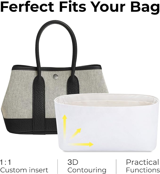 Handbag Organizer Compatible with HERMES Mini Garden 23 | Handcrafted DuPont™ Tyvek®, Craie Purse Handbag Organizer Insert, Precision 1:1 Custom Fit for Work, Travel & Daily Carry - Image 3