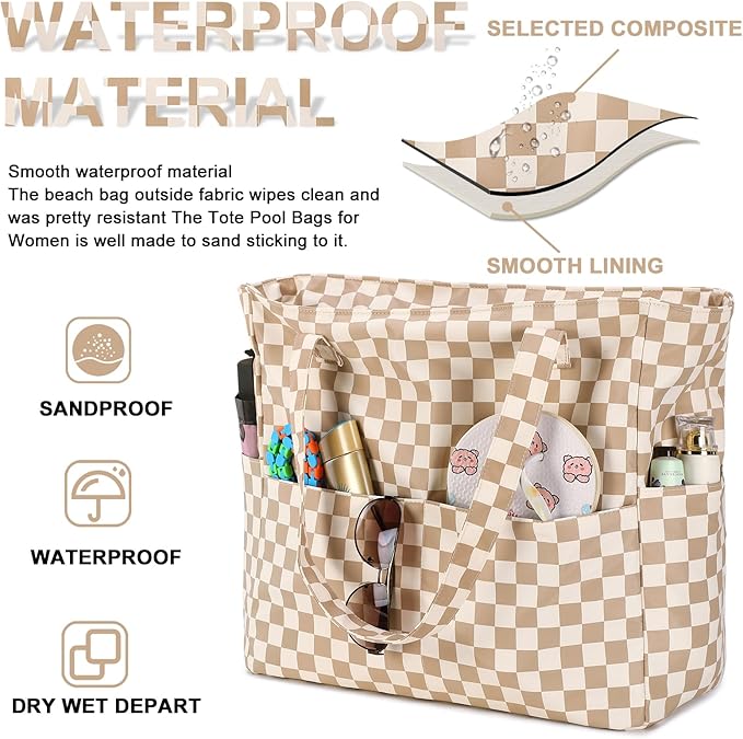Bluboon Waterproof Beach Tote Pool Bags for Women Ladies Extra Large Carry On Bag With Wet Compartment for Weekender Travel - Image 4