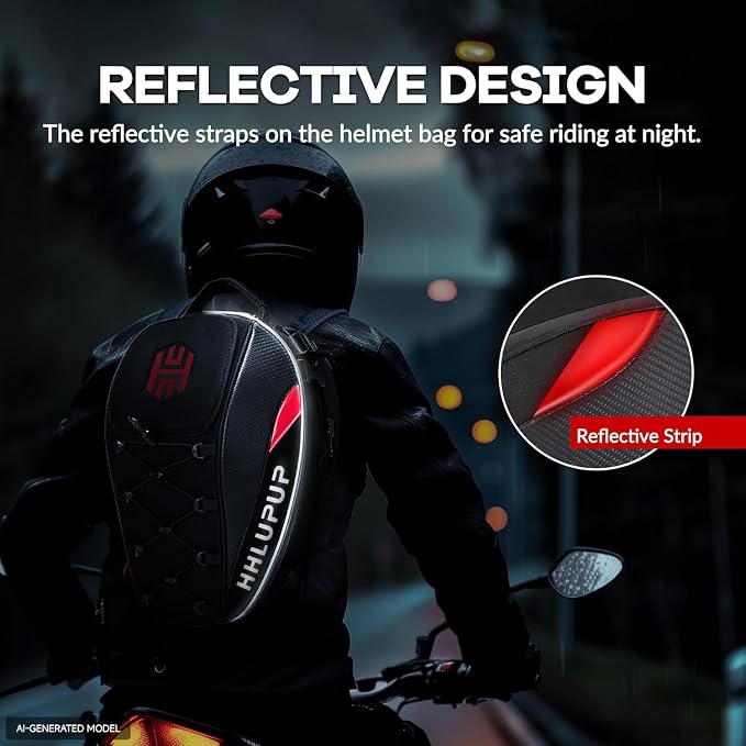 38L Motorcycle Tail Bag Seat Helmet Large Capacity Motorcycle Backpack Waterproof Luggage Bag Red - Image 6