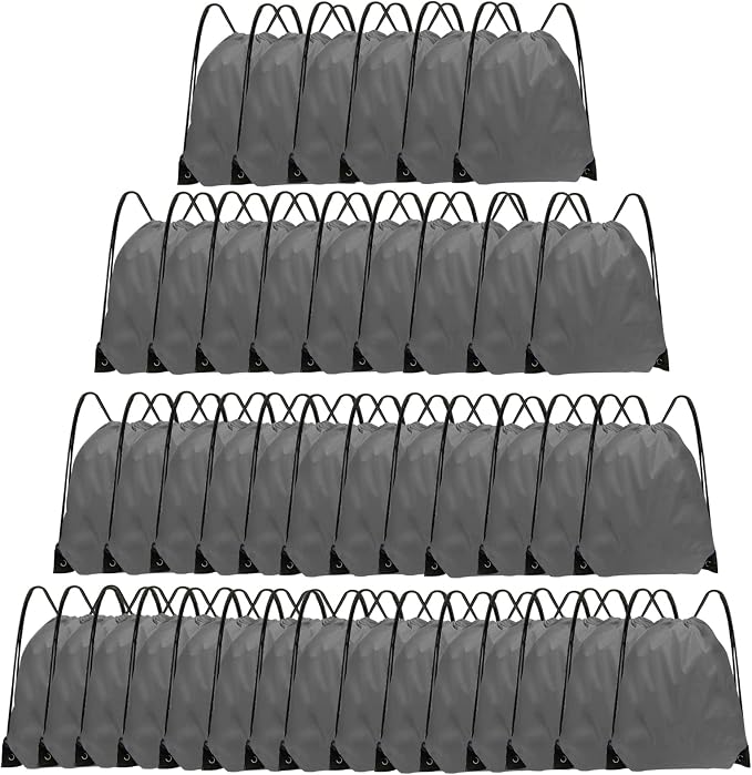 Grneric Drawstring Bags 42 Pcs Drawstring Backpack Bulk String Backpack Cinch Bag Sackpack for Men Women Gym (Gray) by Grneric