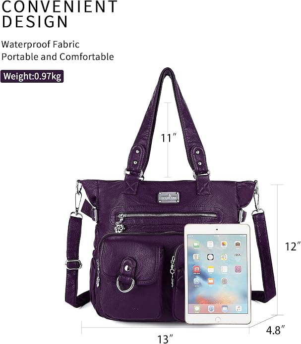 Angelkiss Purses Handbags for Women PU Tote Satchel Bags for Women Pockets Shoulder Bags… | PU - Image 3