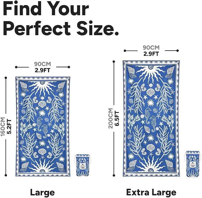 Dock & Bay Beach Towel - Quick Dry, Sand Free - Compact, Lightweight - 100% Recycled - Includes Bag - Ocean Treasure - Extra Large (200x90cm, 78x35) - Image 5