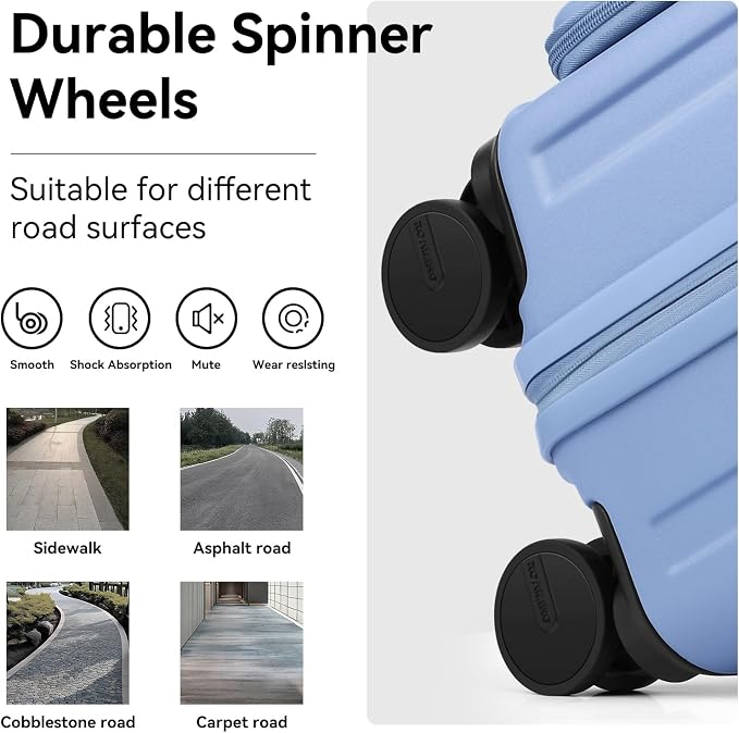 ROAMING 20 Inch Carry On Luggage Expandable TOP Opening Rolling Vacation Suitcase with Spinner Wheels and TSA Lock Cup Holder PC Hard Shell Travel Trolley Case for Shout Business Trips blue - Image 7