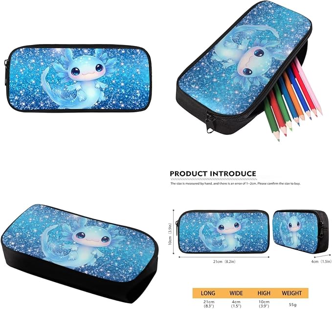 Glitter Axolotl 4-Piece Kids Backpack Set – No Extra Purchases Needed! 17'' School Bag with Insulated Lunch Bag, Pencil Case & Water Bottle Pouch, Lightweight Bookbag for Girls Age 6-12 - Image 6