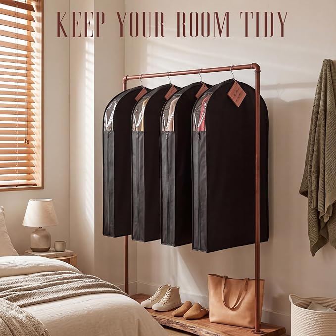 Briwooody 2 Sets 40 Inch Linen Fabric Bags for Hanging Clothes and Storage with Cedar Blocks for Fresh Smell and Moth Protection Sandpaper for Suit Fur Coat Jacket Sweater(Black) - Image 5