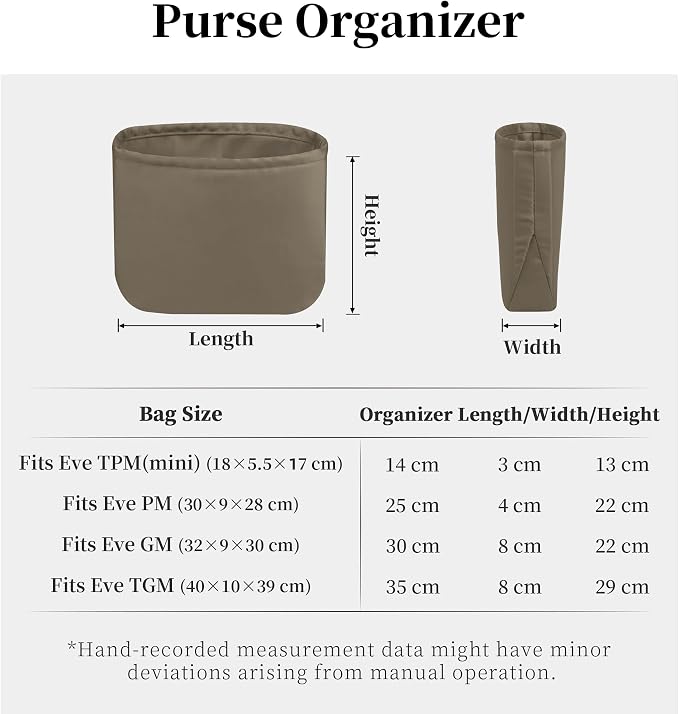 Purse Organizer Insert for Luxury Bag - Satin & Lightweight Fabric with Inside Pockets, Portable for Commute, Travel, Shopping, and Evening, Multicolor Options, Fits Evelyne 33 GM(Etoupe grey, GM) - Image 9