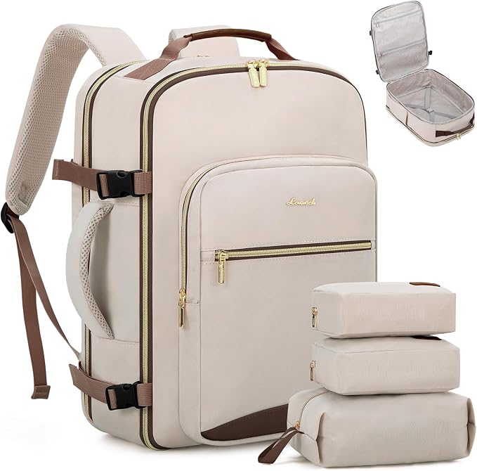LOVEVOOK 40L Travel Backpack Flight Approved Carry on Backpack,3 Packing Cubes,Waterproof Personal Item Travel Bag,TSA Carry on Luggage Suitcase Travel Essentials,Gifts for Women & Men,fits 17" Laptop by LOVEVOOK