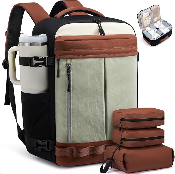 LOVEVOOK 50L Travel Backpack for Women Men, Airline Approved Carry On Luggage with 3 Cubes Accessories, TSA Personal Item Travel Cruise Essentials, Waterproof Weekender Overnight Bags fits 17" Laptop by LOVEVOOK