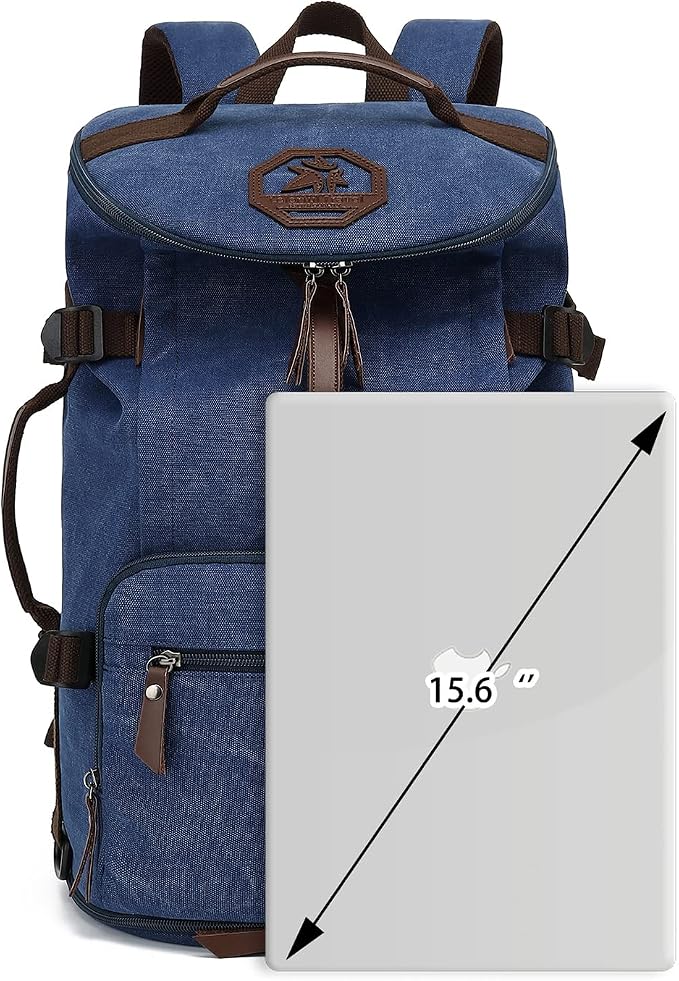 Kalesi Gym Duffle Bag Backpack 4-Way Vintage canvas with Shoes Compartment for travel Sport Hiking laptop (Vintage blue) - Image 4