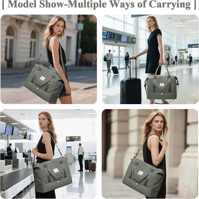 Travel Duffel Bag with Shoes Compartment,Weekender Bags for Women Travel | Overnight Carry-On Bag with Toiletry Bag & Wet Pocket & Trolley Sleeve,Extra Large - Image 7
