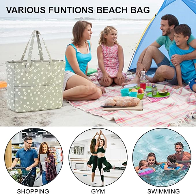 Bluboon Waterproof Beach Tote Pool Bags for Women Ladies Extra Large Carry On Bag With Wet Compartment for Weekender Travel - Image 5