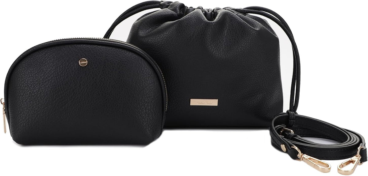 Mali+Lili Lola Beauty Bag Duo, Makeup Bag Travel Cosmetic Bag Set of 2, Vegan Leather Purse Crossbody Bags for Women and Girls, Cute Makeup Pouch, Travel Pouch, Crossbody Purses for Women | Duo by MaliLili