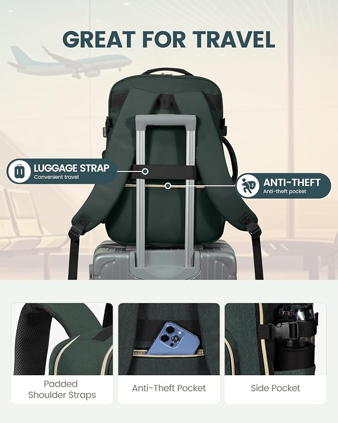 LOVEVOOK 40L Travel Backpack Flight Approved Carry on Backpack,3 Packing Cubes,Waterproof Personal Item Travel Bag,TSA Carry on Luggage Suitcase Travel Essentials,Gifts for Women & Men,fits 17" Laptop - Image 6