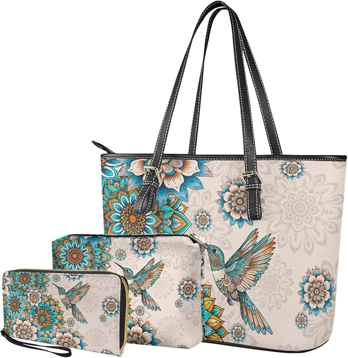 Women Purse Handbags Wallet Sets Leather Shoulder Tote Bag for Women,Top Handle Purse with Wrist Wallet Bag - Image 5