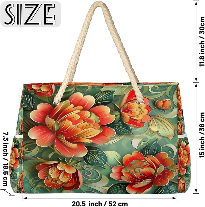 Large Beach Bag with Zipper Beach Bags for Women Water Resistant Swim Pool Bag - Image 4