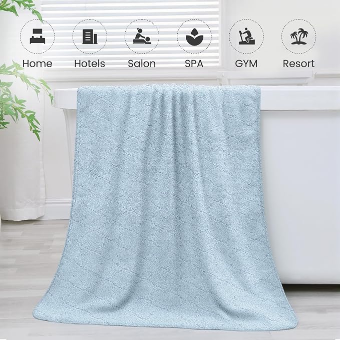 JML Bath Towels Pack of 2, 30 in x 60 in, Large Microfiber Bath Towel Set, Ultra Soft, Super Absorbent, Fast Drying, Use for Sauna, Sport, Travel, Fitness, SPA, Yoga,Coral Fleece -Light Blue - Image 7