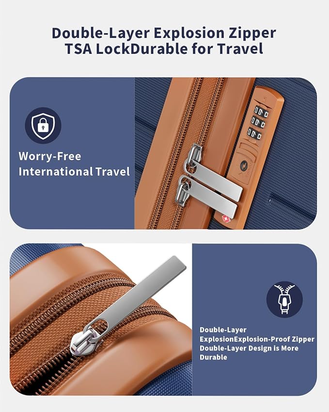 3 Piece Luggage Set, 20/24/28 Inch Expandable Luggage Sets with Spinner Wheels, ABS+PC Hardshell Suitcases, Suitcase Set with Double-Layer Explosion Zipper, TSA Lock - Image 5