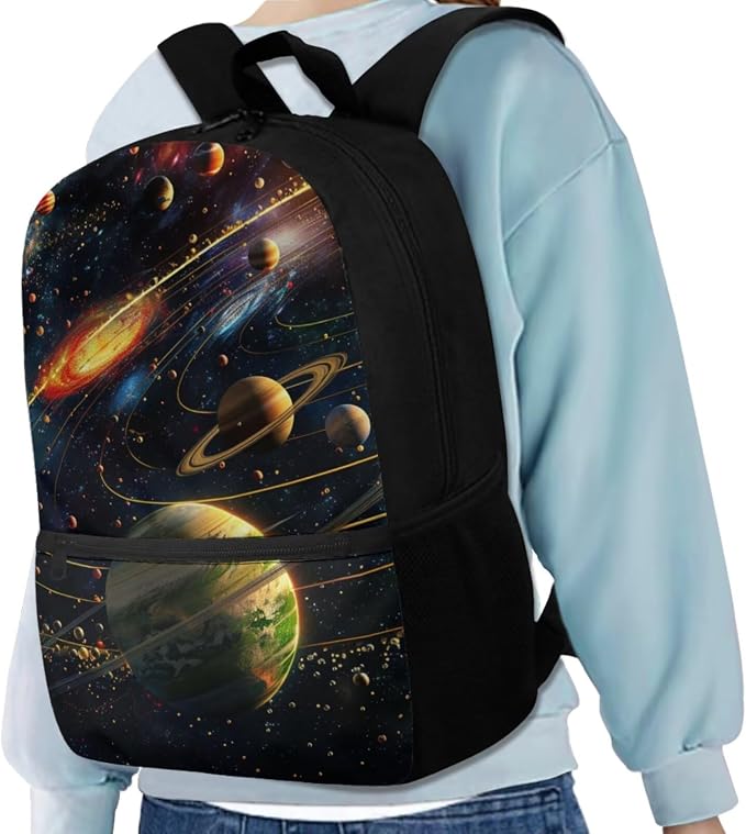 Galaxy Space Backpack for Boys Kids Backpack with Lunch Box Water Bottle Pouch and Big Pencil Case 4PCS Set Bookbag with Front Pocket 17" Sturdy School Bag for Girls Back to School Essentials - Image 2