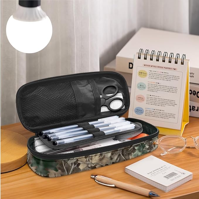 Classic Oak Camouflage Print Backpack for Boys with Lunch Box Cooler Water Bottle Sleeve Cover Small Portable Pencil Pen Case Back to School Supplies - Image 7