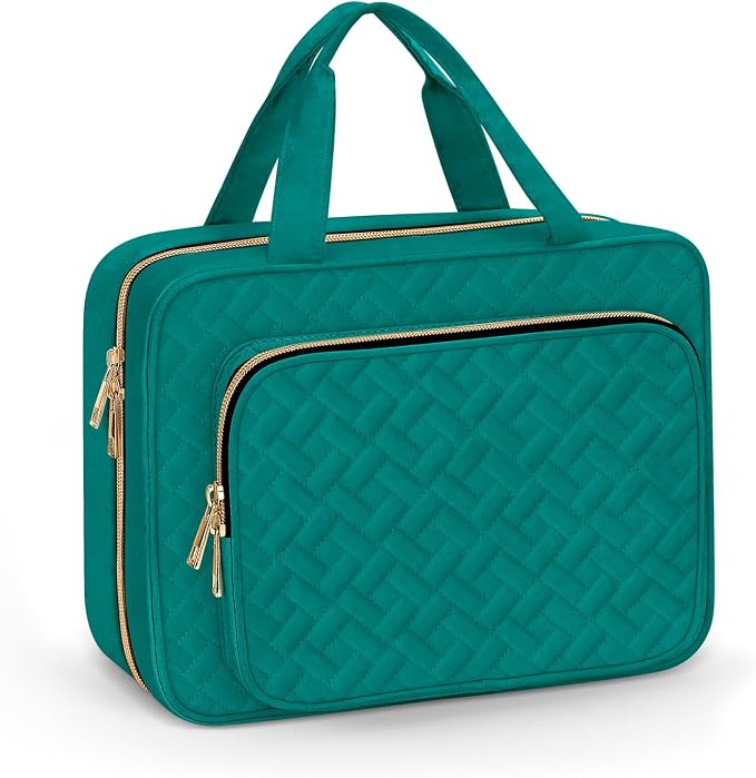 Wedama Toiletry Bag for Women, Medium Cosmetic Travel Bag, Hanging Toiletry Bag for Bathroom, Thickened PVC Waterproof Makeup Bag, Toiletries Bag for Travel Trips and Camping, Turquoise Green by Wedama