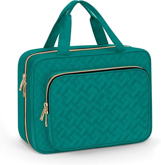 Wedama Toiletry Bag for Women, Medium Cosmetic Travel Bag, Hanging Toiletry Bag for Bathroom, Thickened PVC Waterproof Makeup Bag, Toiletries Bag for Travel Trips and Camping, Turquoise Green by Wedama