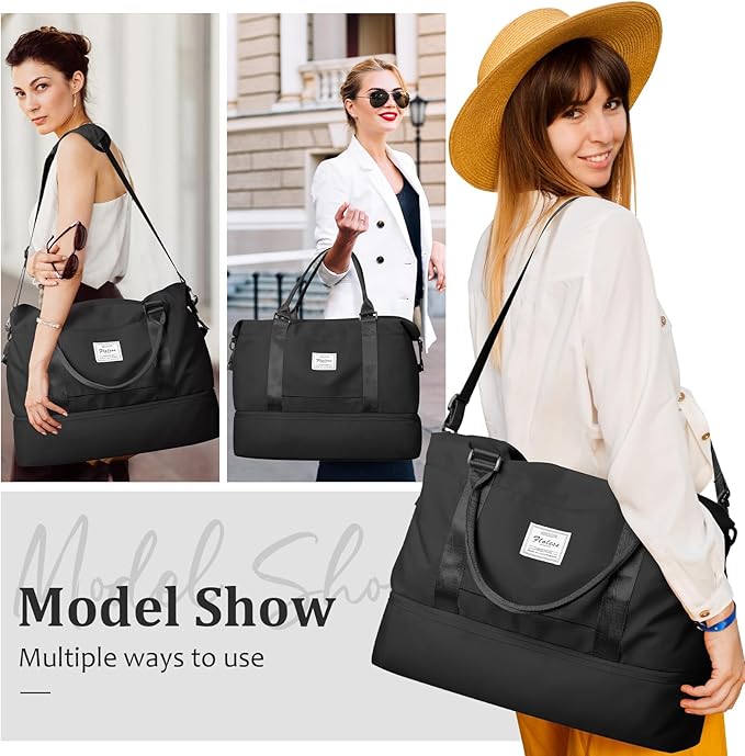 Weekender Bags for Women, Personal Item Travel Bag with Shoes Compartment | Overnight Travel Duffel Bag with Toiletry Bag, Airplane Friendly Carry-On Bag - Image 6