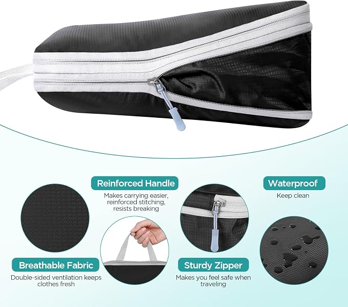 Cozary Organiser Packing Cubes Compression - 3 Piece Travel Set - High Quality Oxford Fabric & Lots of Storage Space - Travel Essentials Suitcase Organiser for Hand Luggage and Backpack - Image 3