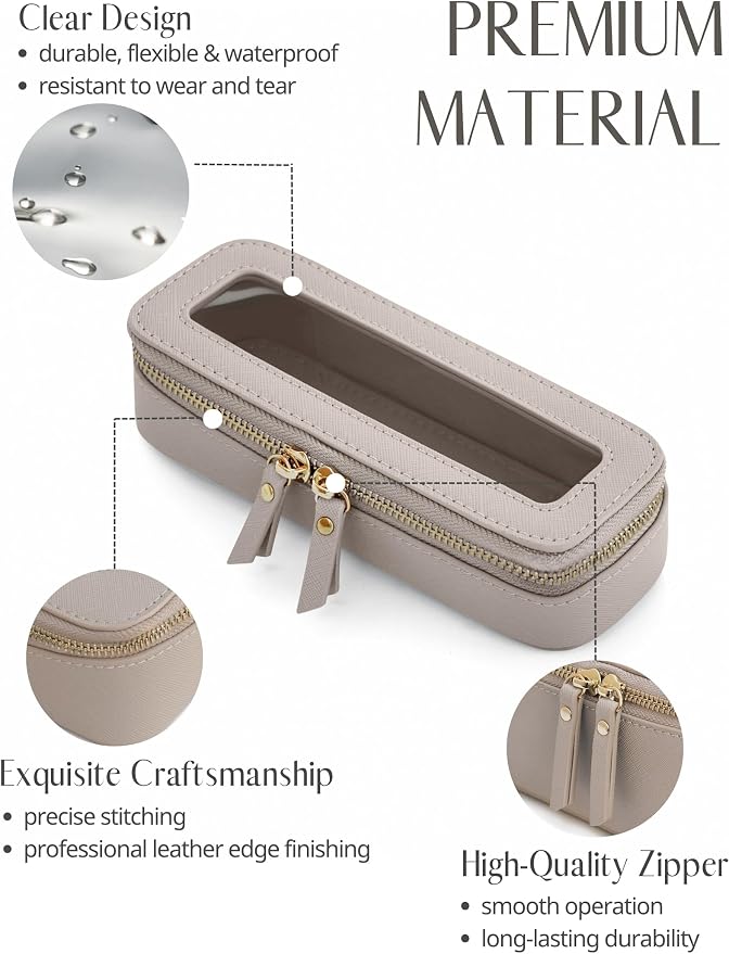 Popvibe Clear Makeup Bag Travel Cosmetic Case Transparent Toiletry Bag with Zipper, Portable Make Up Organizer Traveling Compact Car Bag for Essentials, Stone, Slim - Image 2