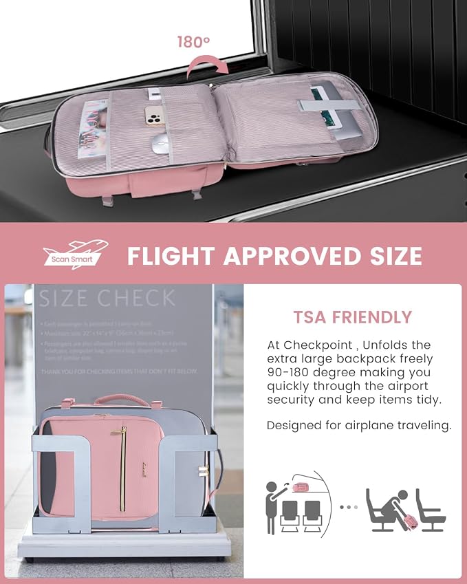 LOVEVOOK 50L Travel Backpack for Women & Men, Airline Approved Carry On Luggage with 3 Packing Cubes, TSA Overnight Bags, Waterproof Personal Item Bag, Weekender Essentials Backpacks fits 17" Laptop - Image 2