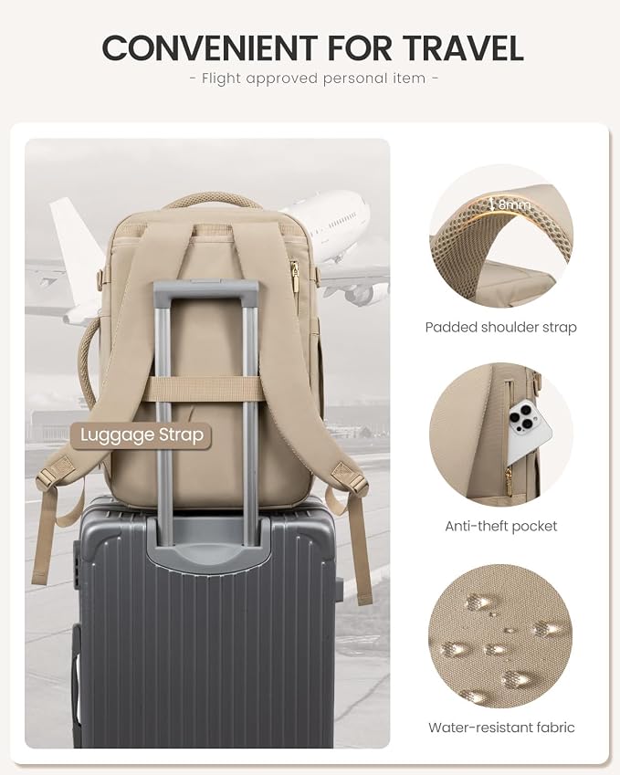 LOVEVOOK 40L Travel Backpack for Women Men, Large Carry on Backpack for Airplanes TSA Personal Item Travel Bag fits 15.6" Laptop, Waterproof Weekender Essentials Airline Approved with 2 Packing Cubes - Image 7