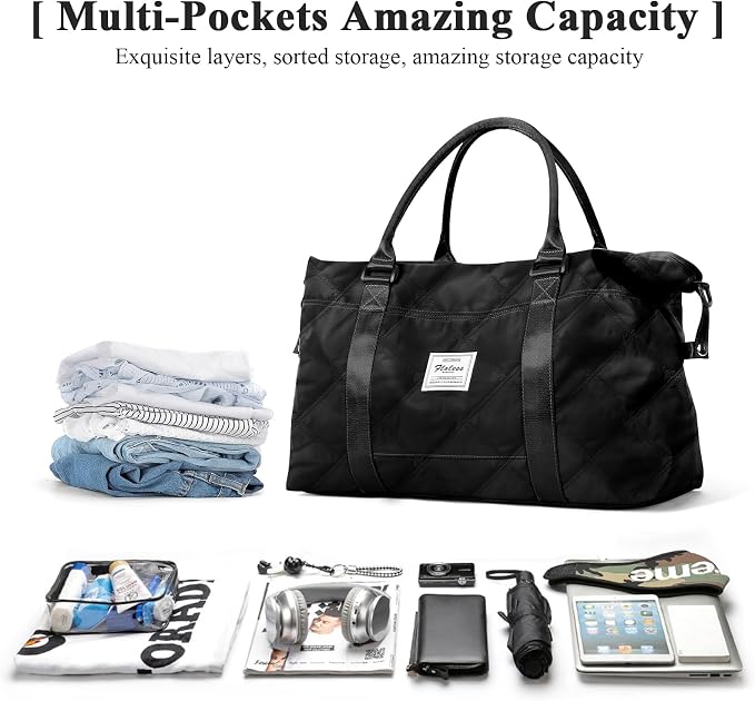 Travel Duffel Bag, Carry On Overnight Weekender Bags for Women | Travel Bag with Wet Pocket & Trolley Sleeve, For Spirit Airlines 18x14x8 Personal Item Bag - Image 2
