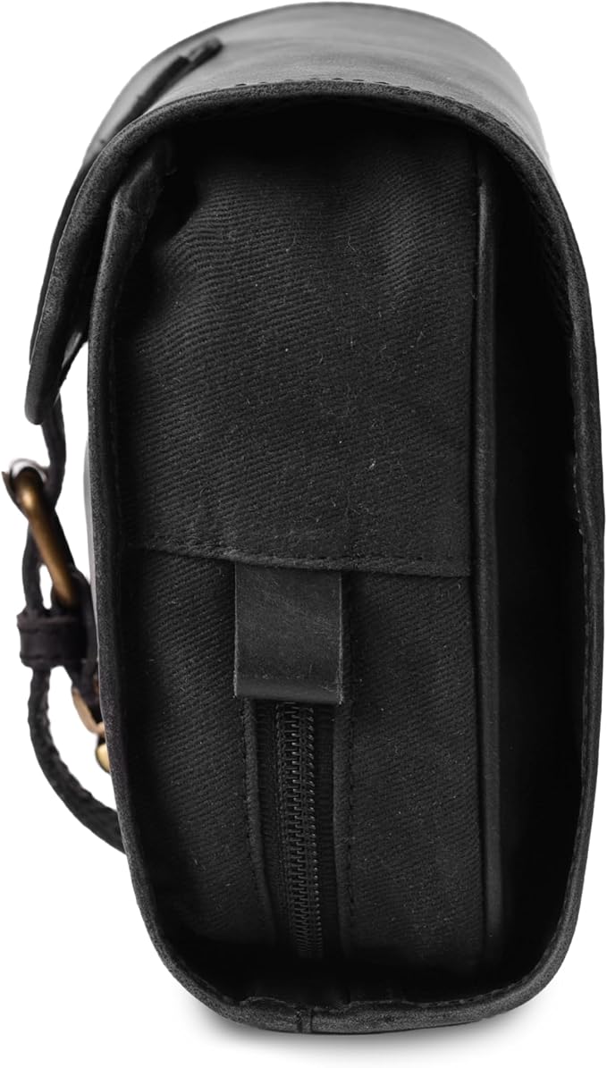 LEATHER VILLAGE Hanging Genuine Leather Toiletry Bag for Men & Women with Waterproof Lining – Handcrafted Vintage Travel Dopp Kit, Shaving Organizer & Shower Bathroom Essentials Case - Black - Image 8