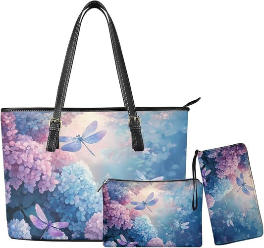 Women Purse Handbags Wallet Sets Leather Shoulder Tote Bag for Women,Top Handle Purse with Wrist Wallet Bag by Unknown