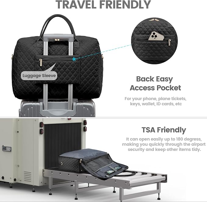 LOVEVOOK Travel Duffle Bag - Women's Weekender Carry On Overnight Laptop & Gym Bag With Toiletry/Shoe Pocket, Hospital Labor Bag - Image 4