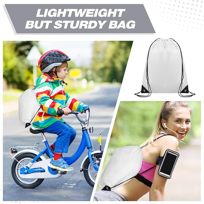 Shappy Drawstring Backpack Bulk Sports Gym Cinch Bag Polyester String Bag for Men Women - Image 5