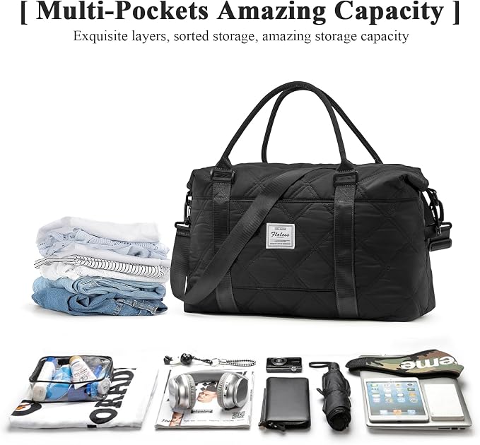 Travel Duffel Bag, Carry On Overnight Weekender Bags for Women | Travel Bag with Wet Pocket & Trolley Sleeve, For Spirit Airlines 18x14x8 Personal Item Bag - Image 2