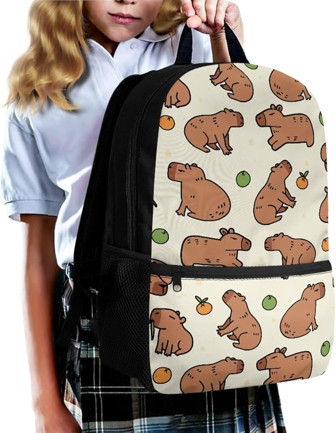 Capybara 3pcs Kids Backpack Set with Lunch Box and Pencil Case Lightweight School Bags for Boys Girls Elementary Bookbag for Students - Image 6