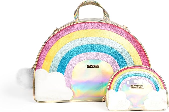 Glimmer Wish Unicorn Rainbow Overnight Bag and Cosmetic Bag for Essentials and Cosmetics, Secure and Organized Travel Bags, Gifts for Teens and Girls by GlimmerWish