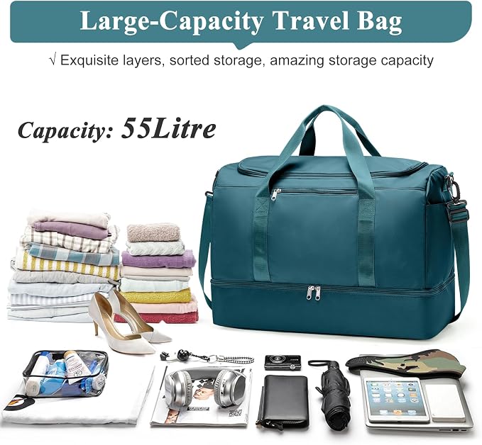 Extra Large Travel Duffel Bag, Carry-On Weekender Bags for Women Travel | Overnight Weekend Bag with Shoes Compartment for Travel Business Trips Sport Hospital - Image 3